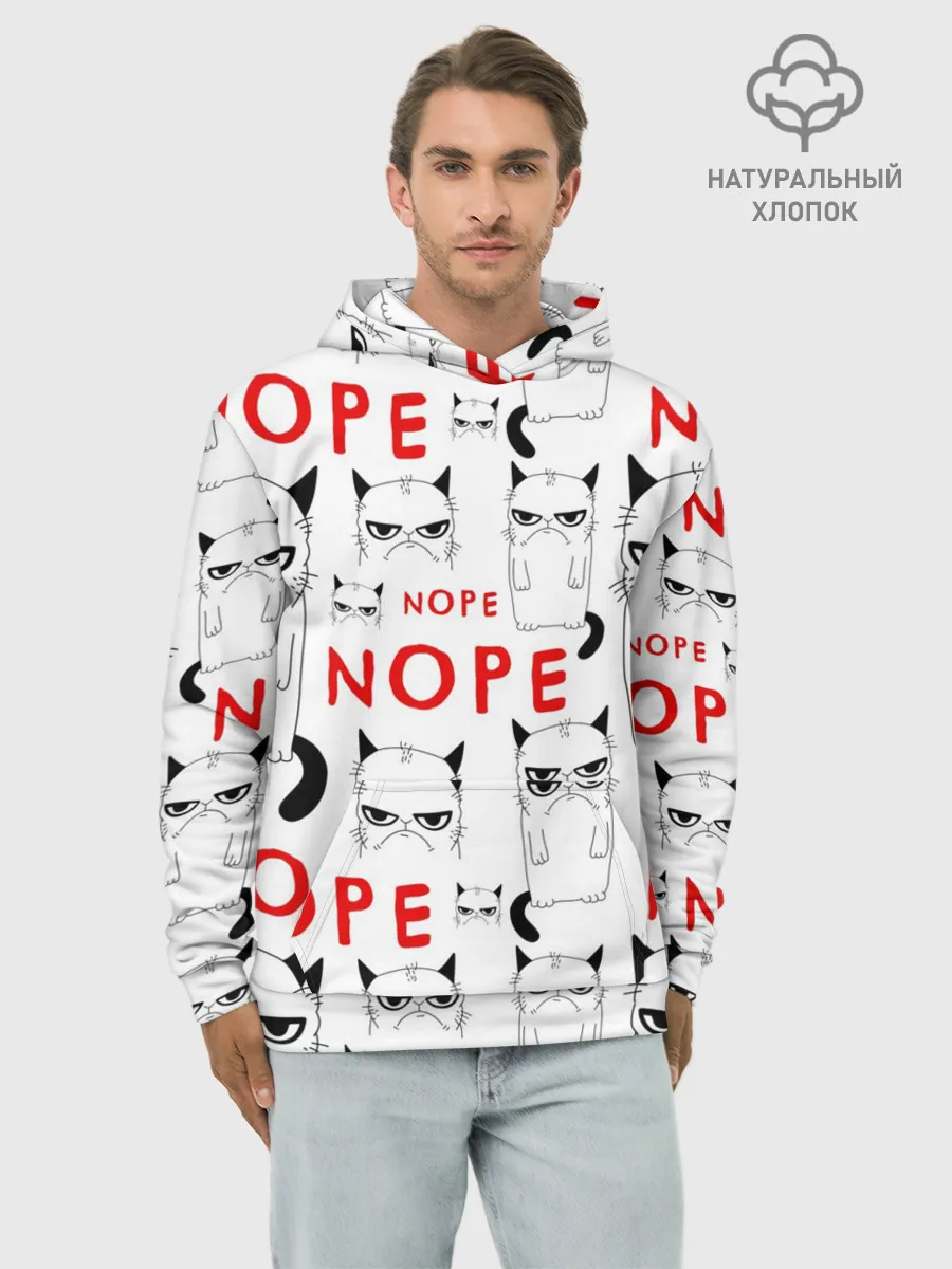Худи мужской база хлопок / Grumpy Cat. Nope!