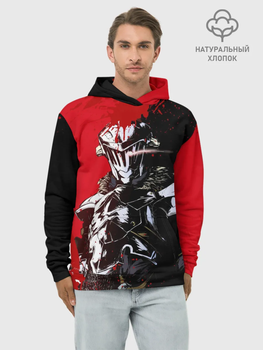 Худи мужской база хлопок / Goblin Slayer red and black