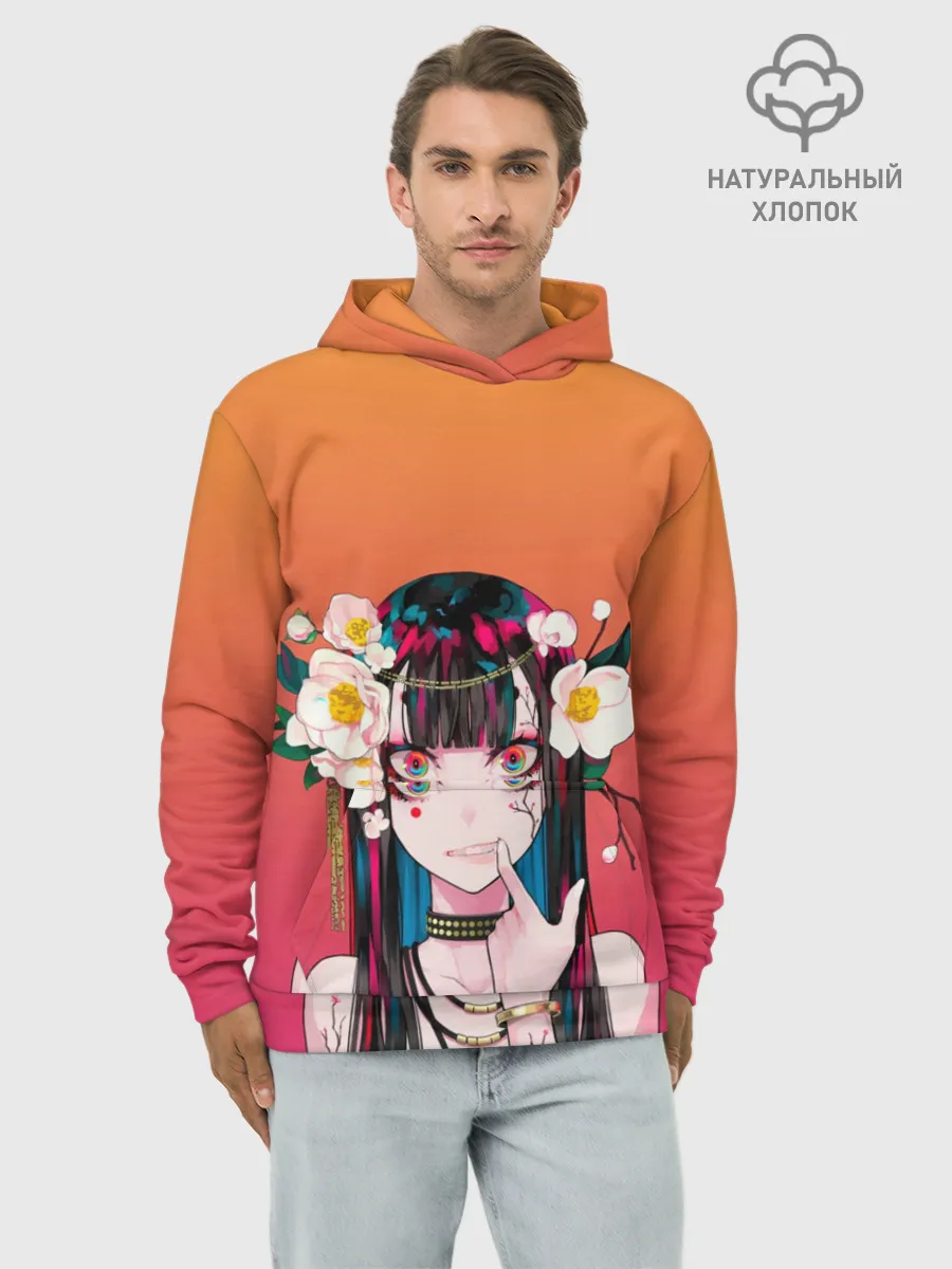 Худи мужской база хлопок / Девушка - сакура