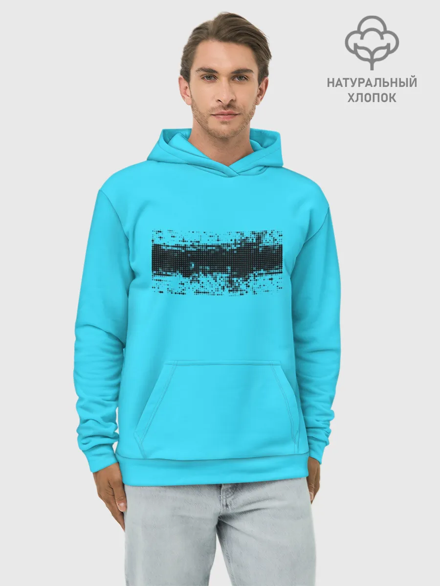Худи мужской база хлопок / Гранж голубой