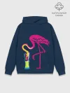 Худи мужской база хлопок / Кислотный фламинго