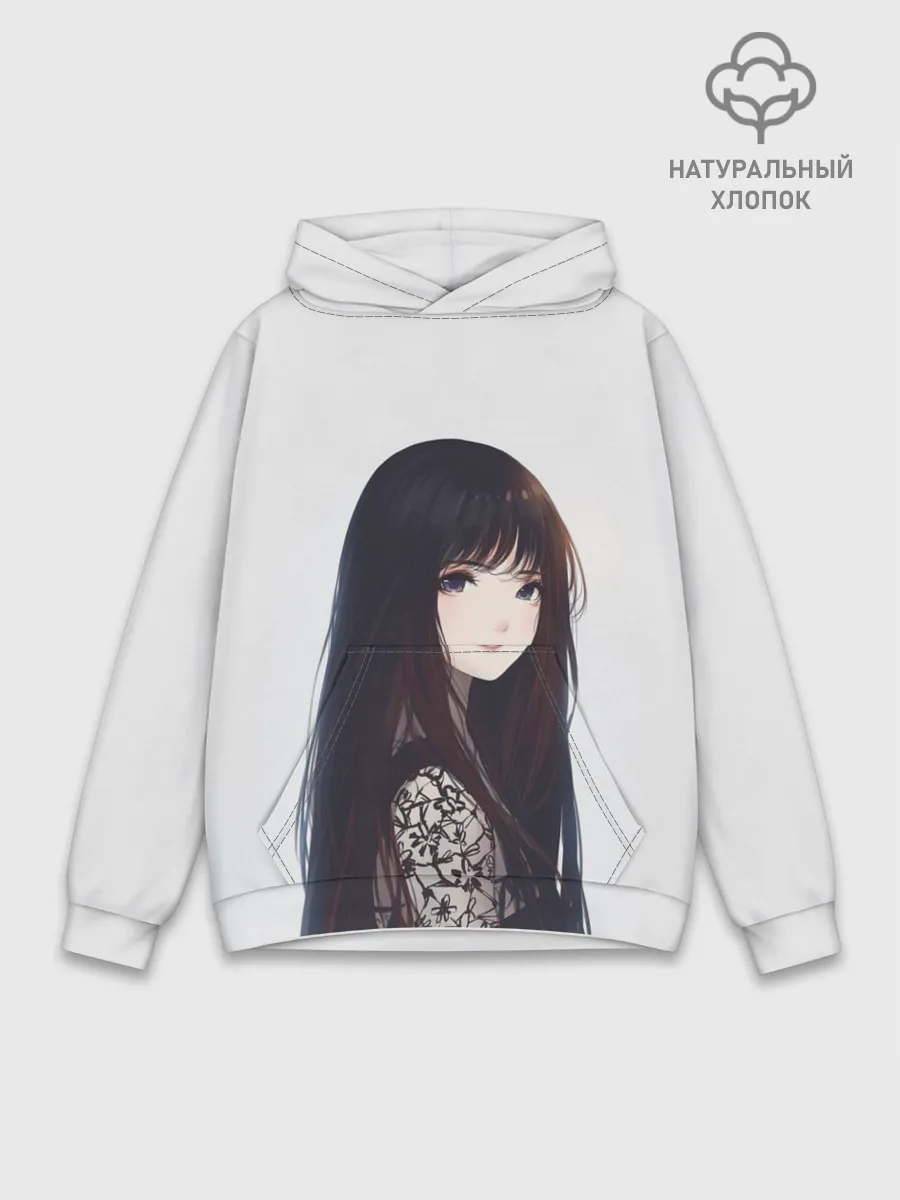 Худи мужской база хлопок / Красивая аниме девушка