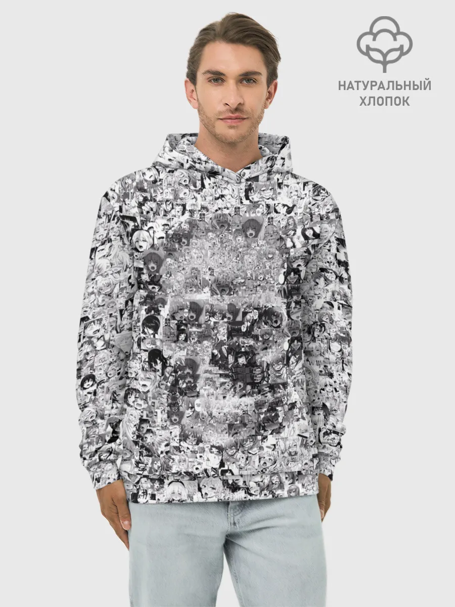 Худи мужской база хлопок / Череп из ахегао