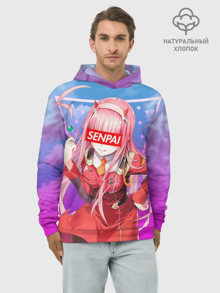 Худи мужской база хлопок / Anime Senpai Girl pink