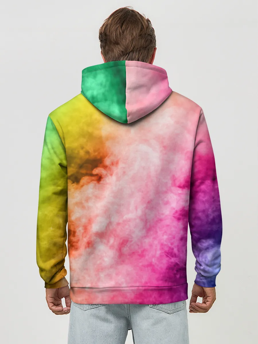 Худи мужской база хлопок / Радужный дым