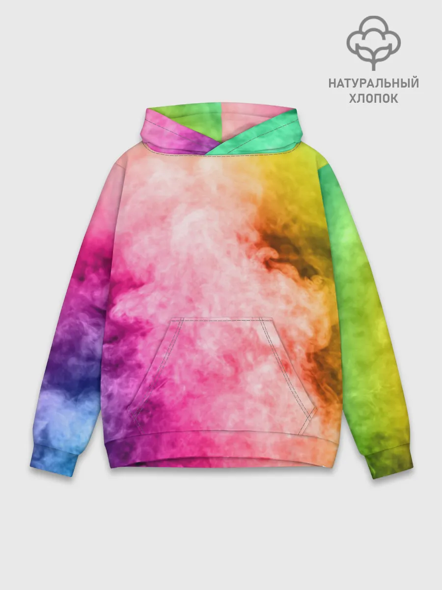 Худи мужской база хлопок / Радужный дым