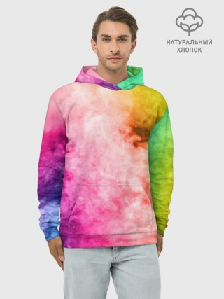 Худи мужской база хлопок / Радужный дым