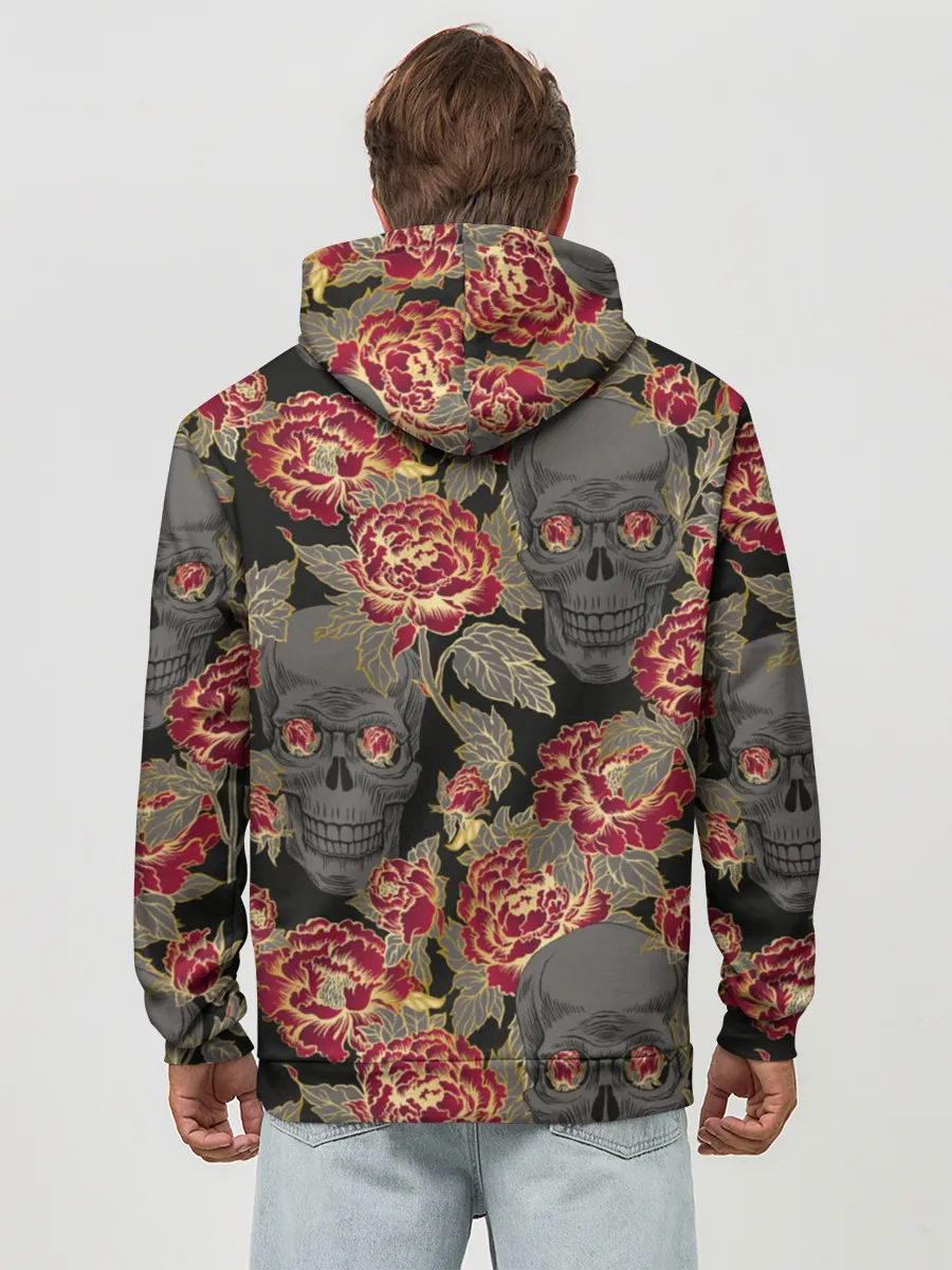 Худи мужской база хлопок / Черепа и розы