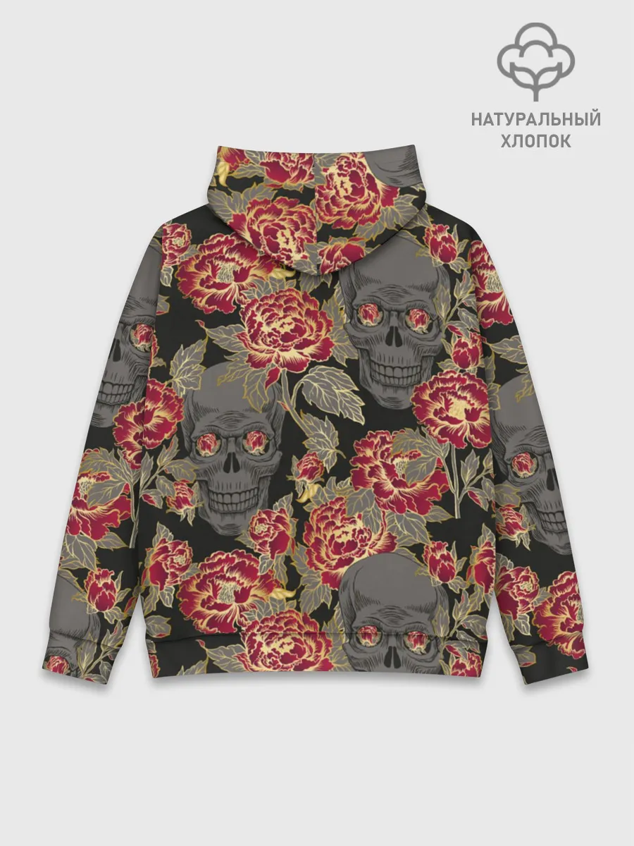 Худи мужской база хлопок / Черепа и розы