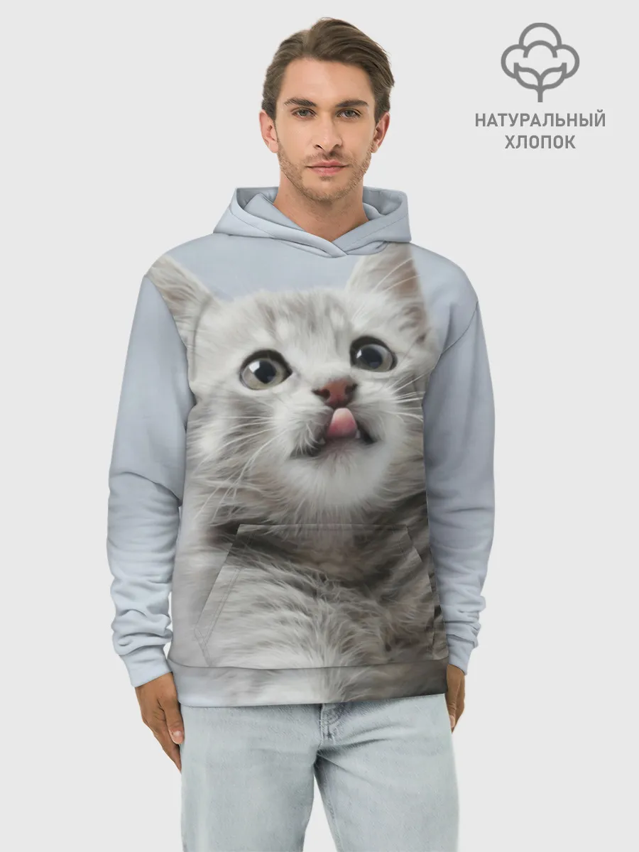 Худи мужской база хлопок / Котенок