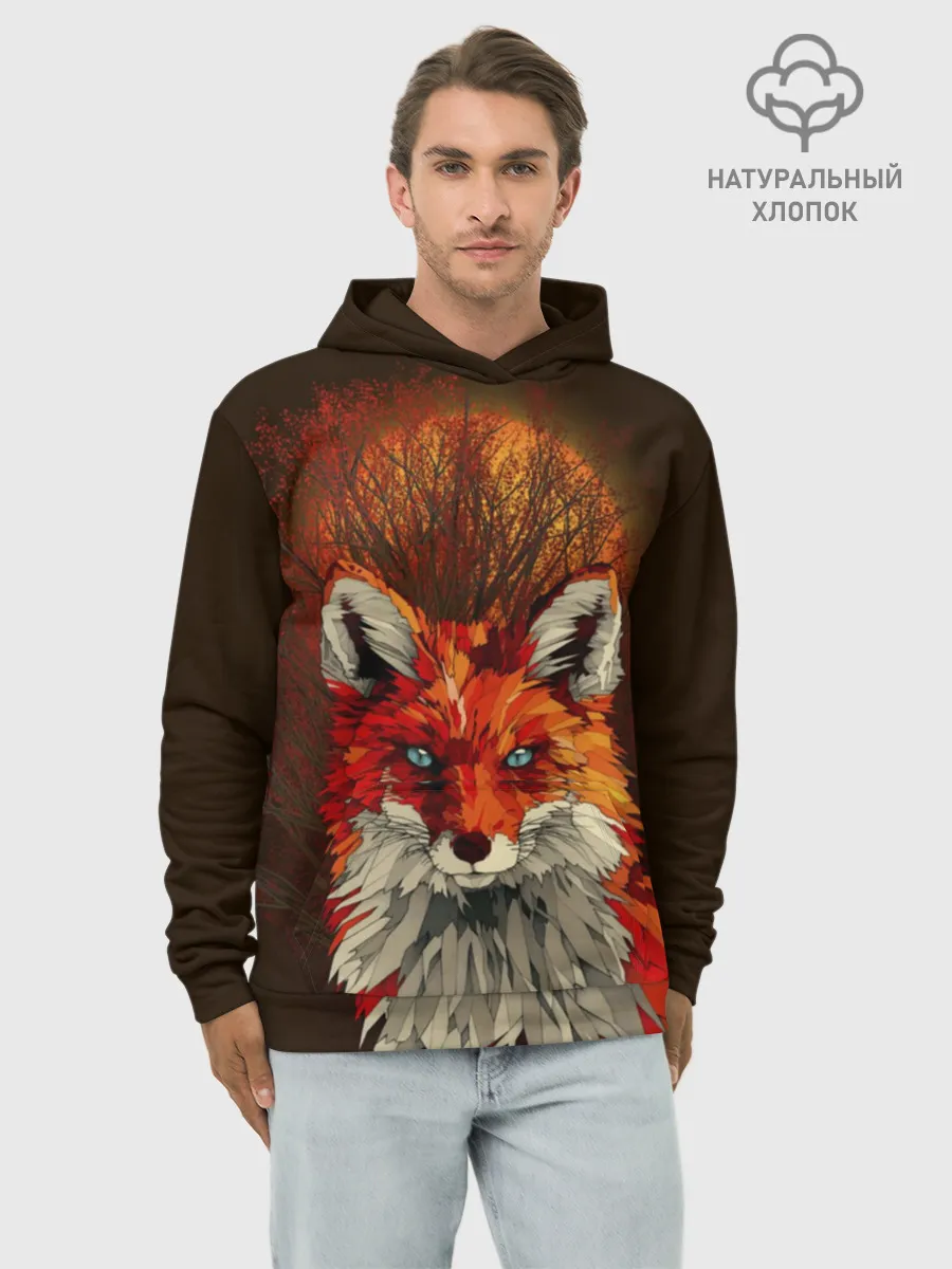 Худи мужской база хлопок / Лисичка и яркая луна