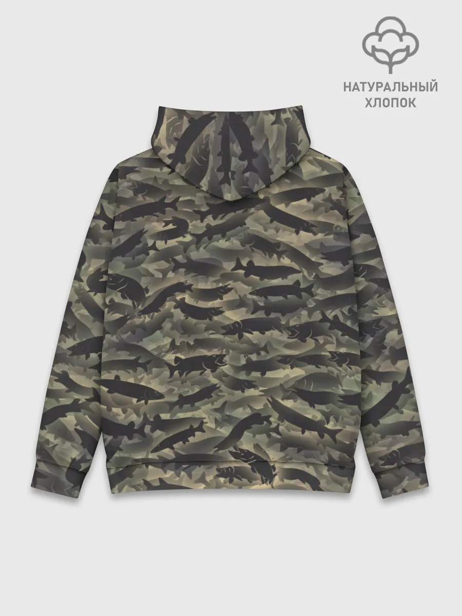 Худи мужской база хлопок / Камуфляж с щуками
