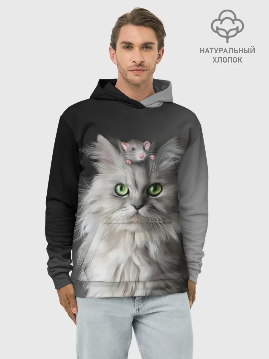 Худи мужской база хлопок / Кот и мышка