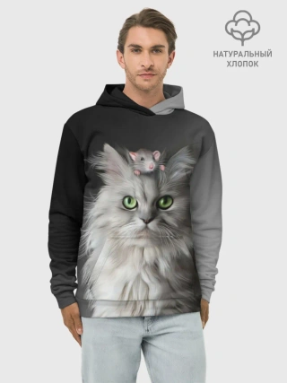 Худи мужской база хлопок / Кот и мышка
