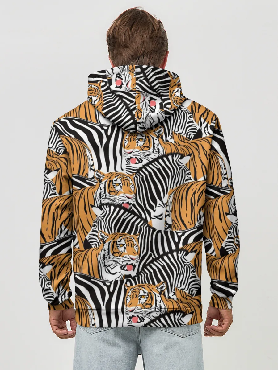 Худи мужской база хлопок / Тигры и зебры