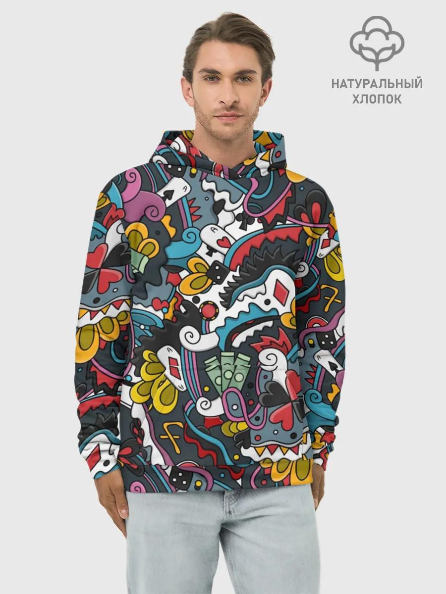 Худи мужской база хлопок / Покерный коллаж