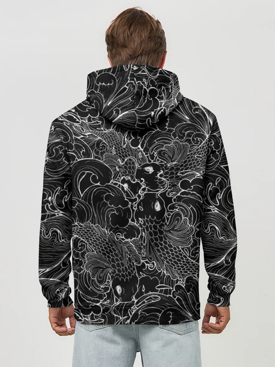 Худи мужской база хлопок / Карпы кои