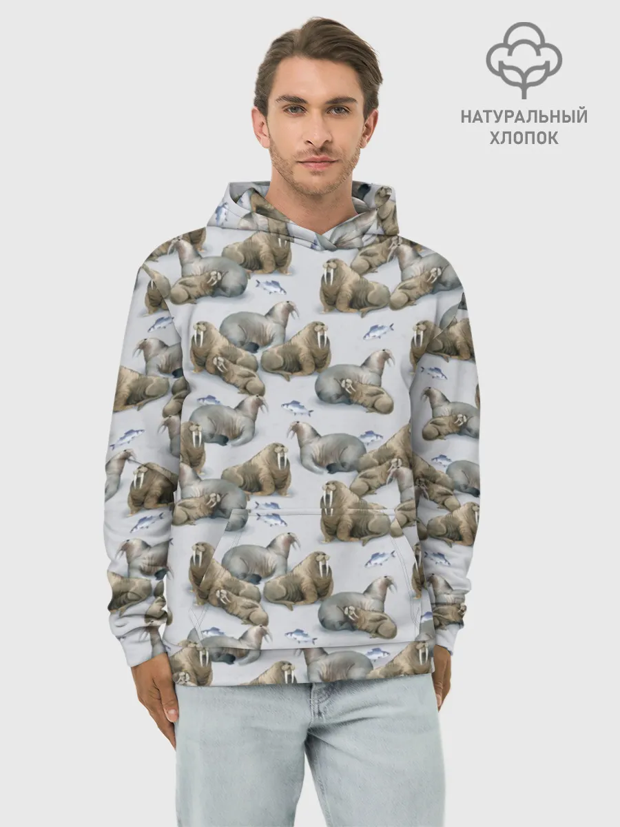 Худи мужской база хлопок / Моржи