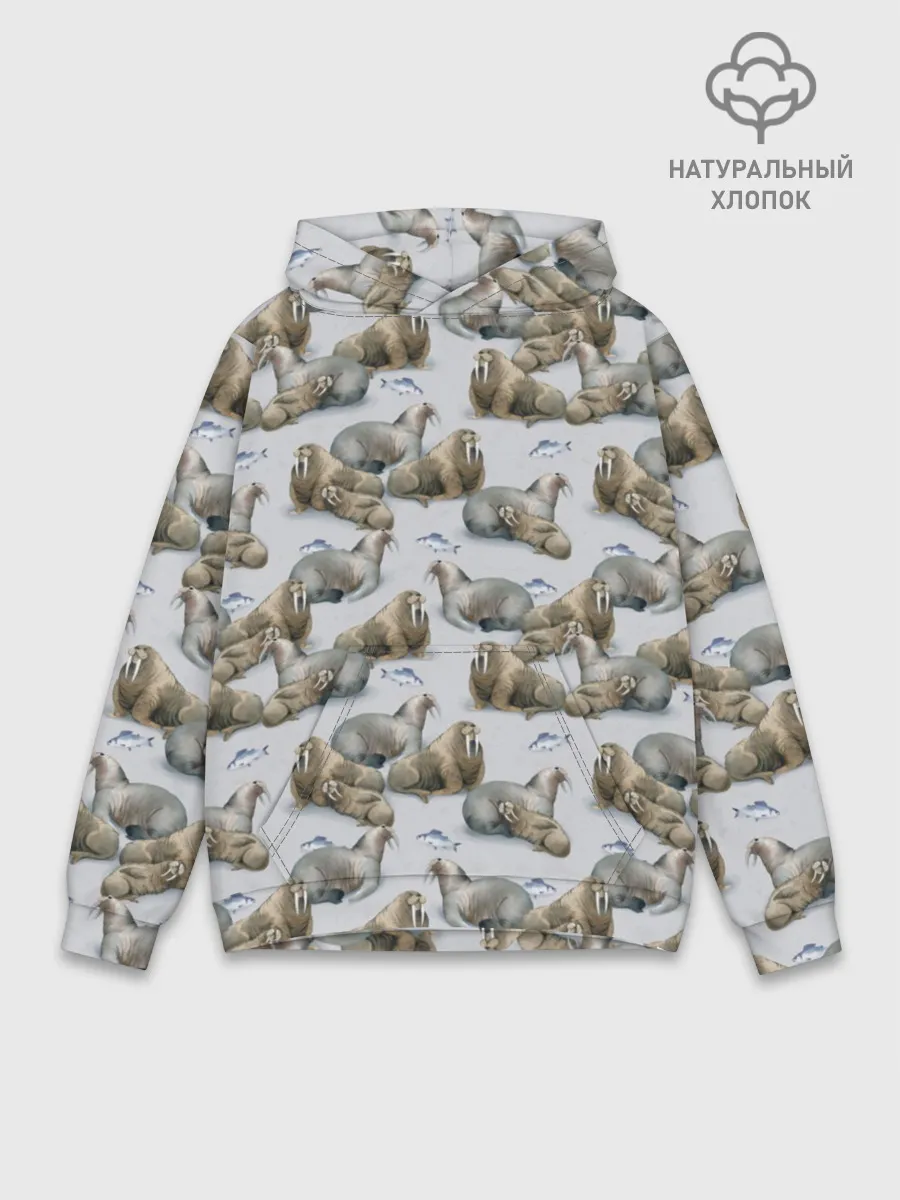 Худи мужской база хлопок / Моржи