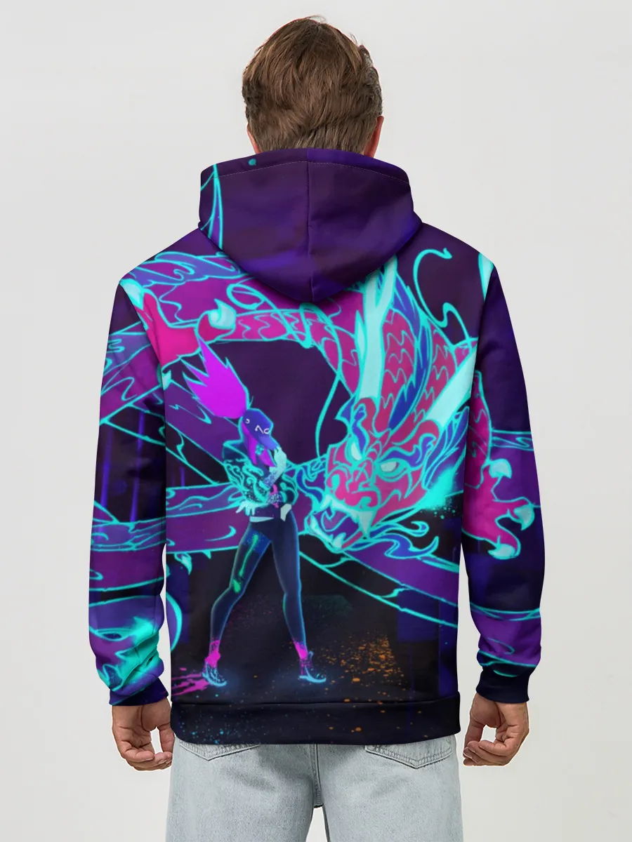 Худи мужской база хлопок / League Of Legends Neon Dragon