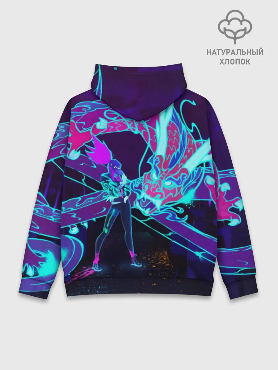 Худи мужской база хлопок / League Of Legends Neon Dragon
