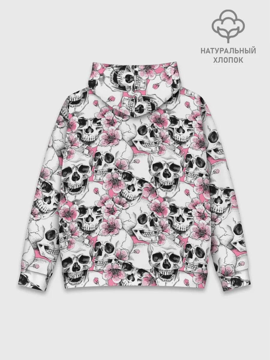 Худи мужской база хлопок / Черепа в цветах