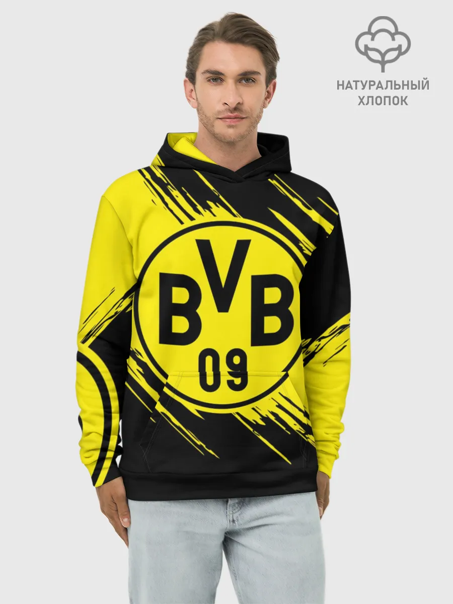 Худи мужской база хлопок / Боруссия Дортмунд