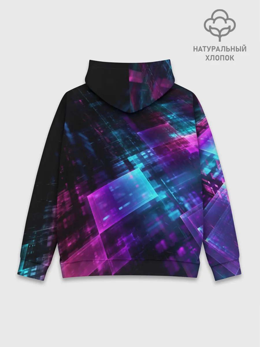 Худи мужской база хлопок / Неоновая абстракция