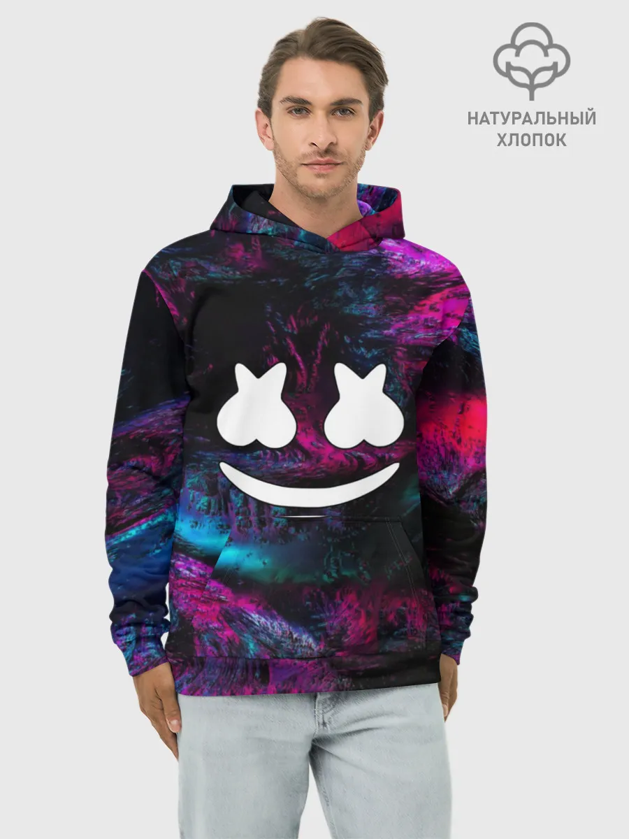 Худи мужской база хлопок / Marshmello NEON