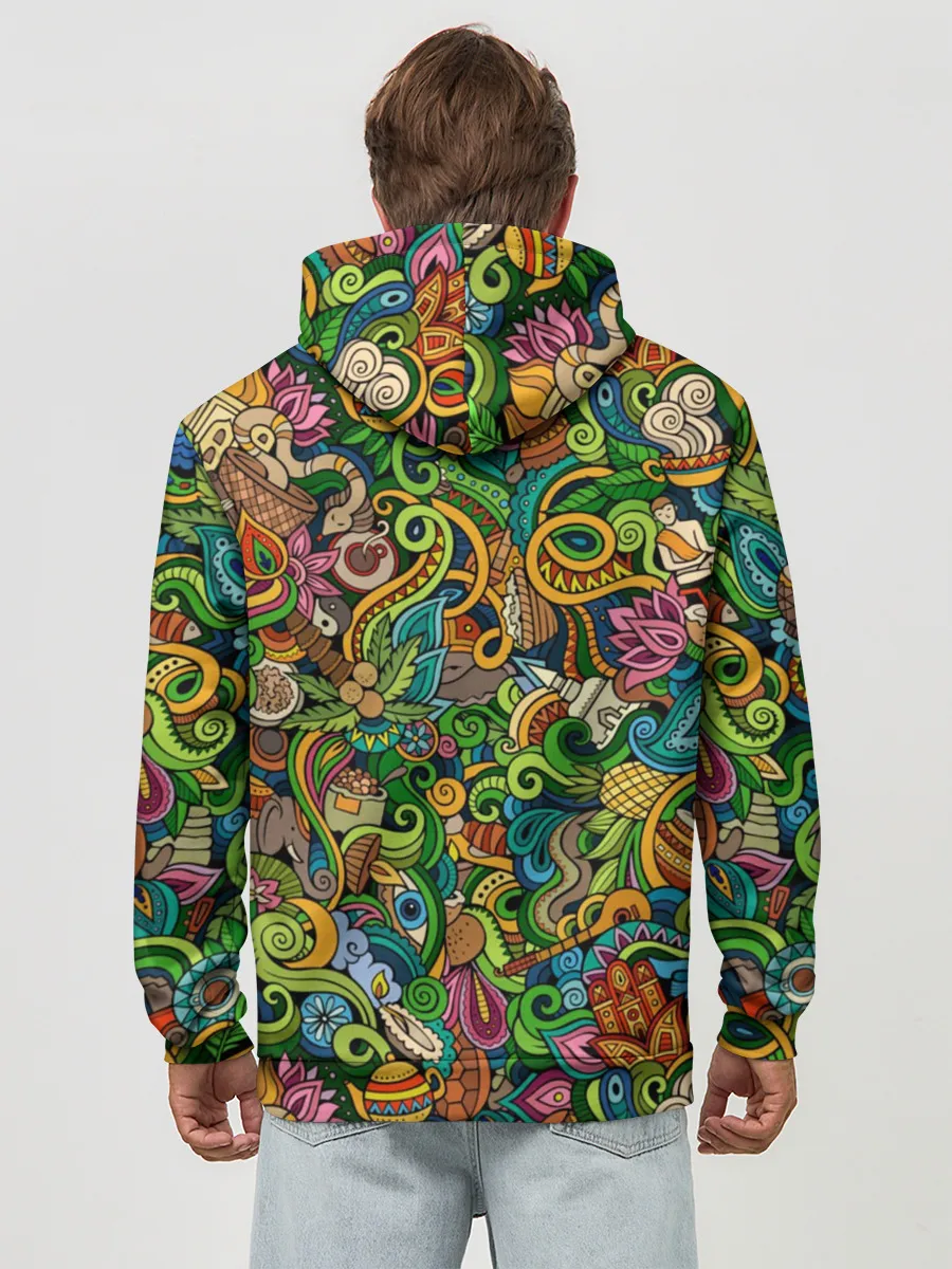 Худи мужской база хлопок / Тибетский коллаж