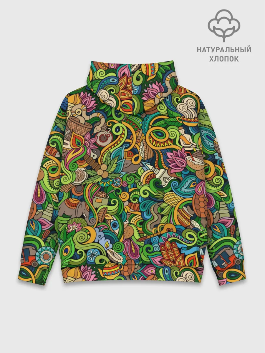 Худи мужской база хлопок / Тибетский коллаж