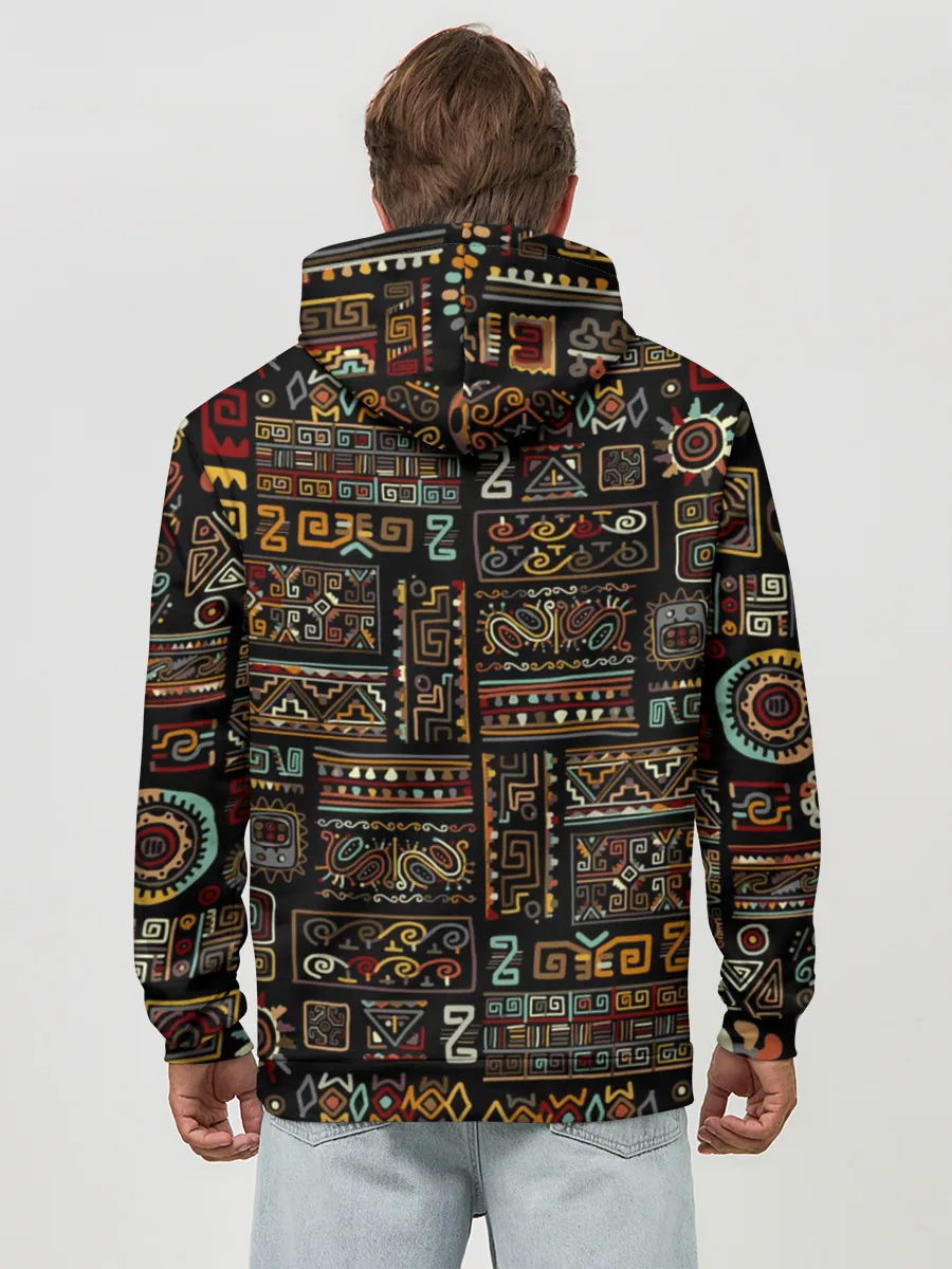 Худи мужской база хлопок / Этнический орнамент