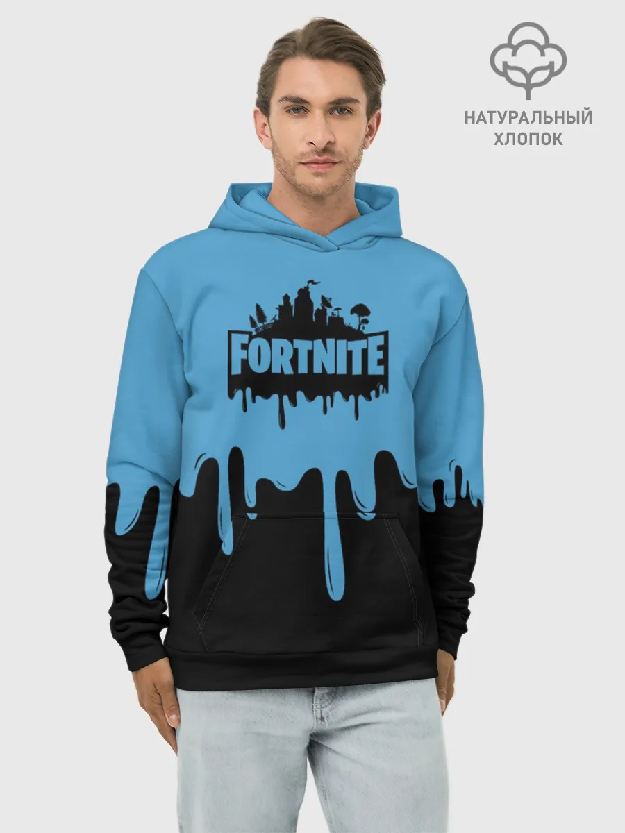 Худи мужской база хлопок / FORTNITE - Black&Blue