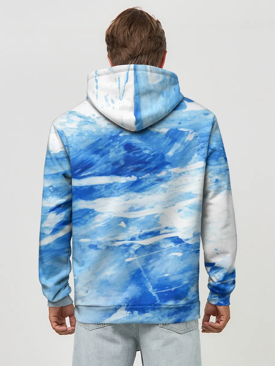 Худи мужской база хлопок / Вода акварель