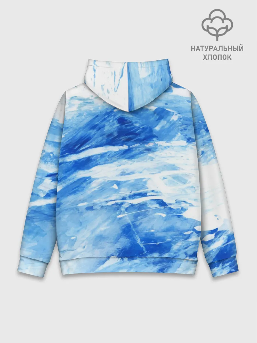 Худи мужской база хлопок / Вода акварель