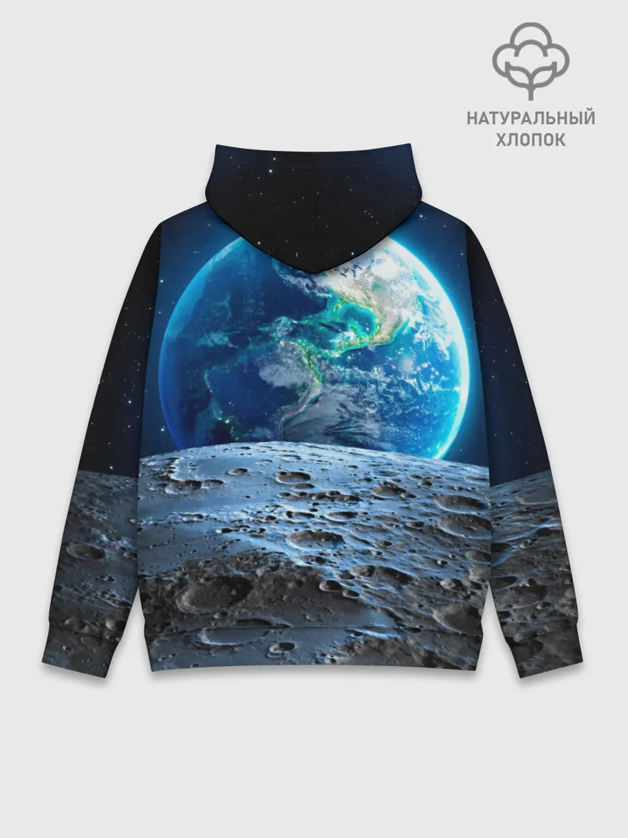 Худи мужской база хлопок / Кот на луне
