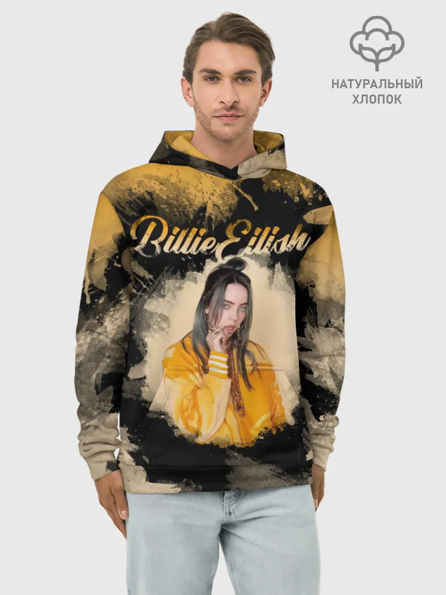 Худи мужской база хлопок / Billie Eilish Акварель