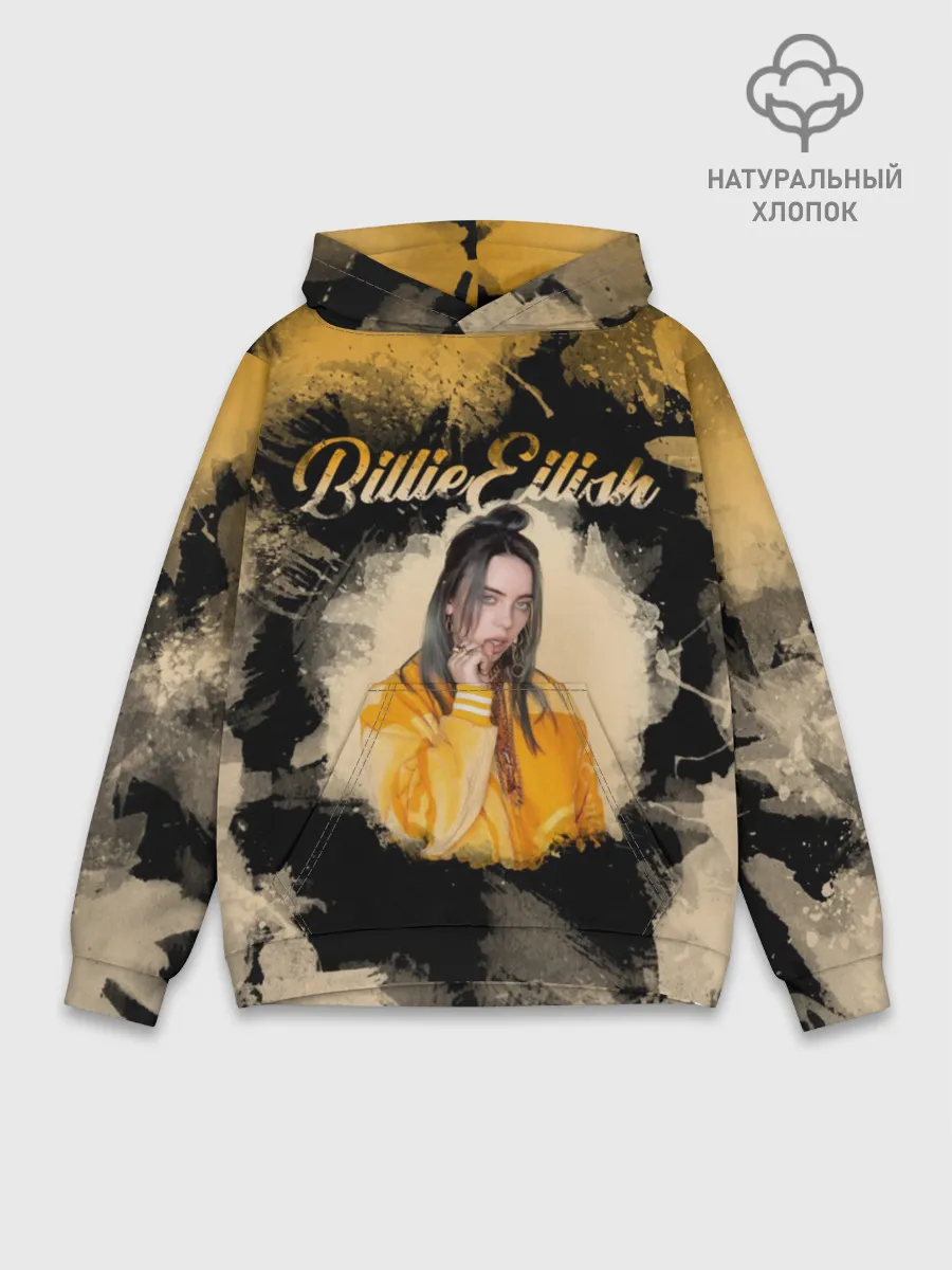 Худи мужской база хлопок / Billie Eilish Акварель