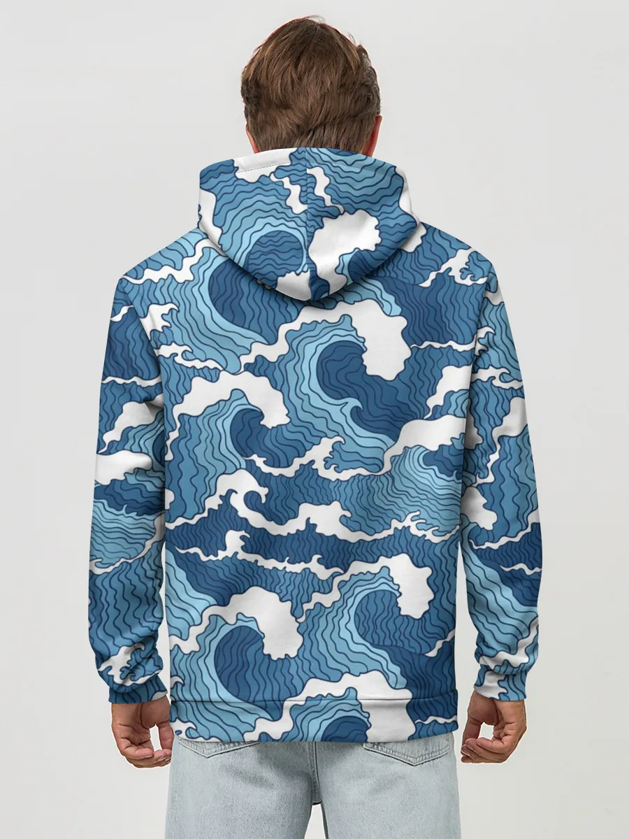 Худи мужской база хлопок / Морские волны