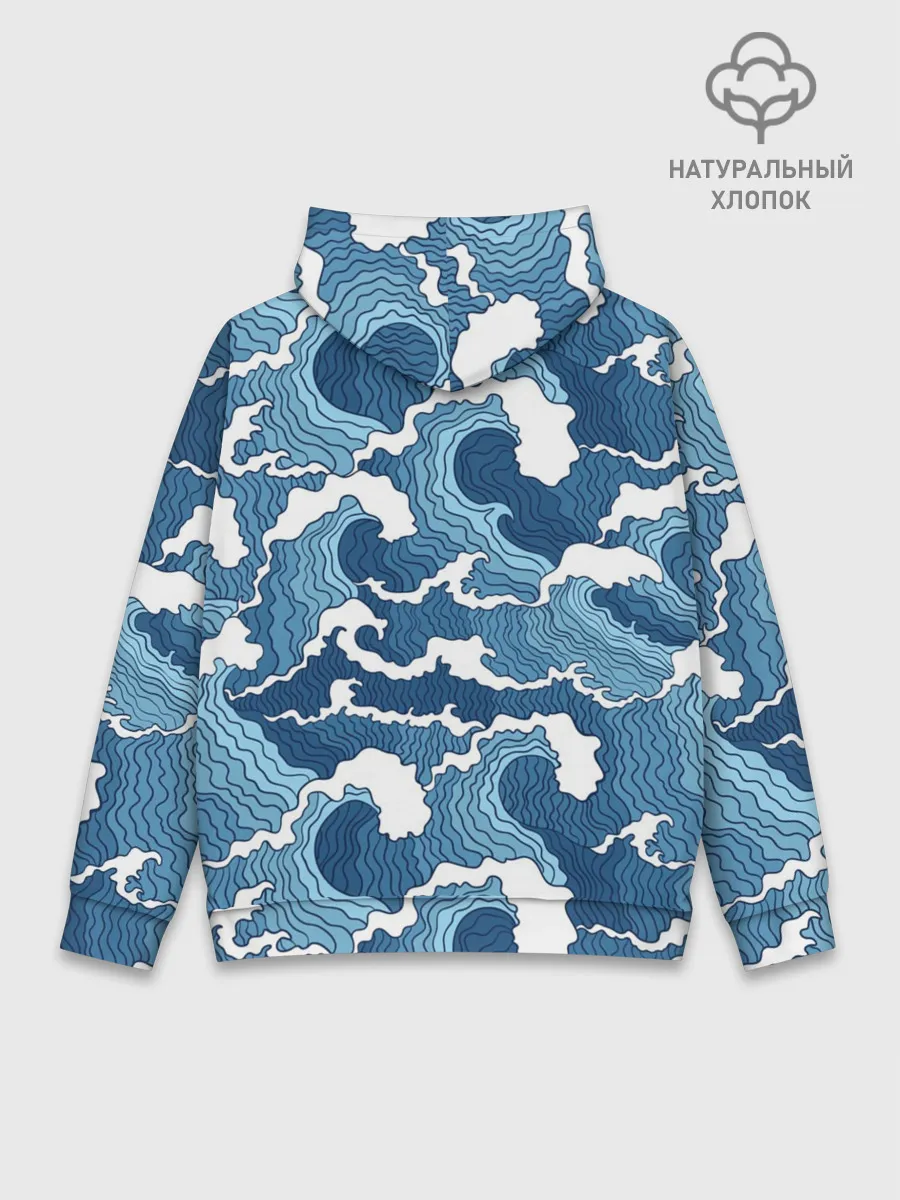 Худи мужской база хлопок / Морские волны