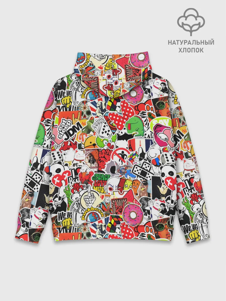 Худи мужской база хлопок / Sticker Bombing