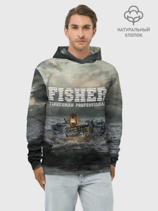 Худи мужской база хлопок / Профессиональный рыбак