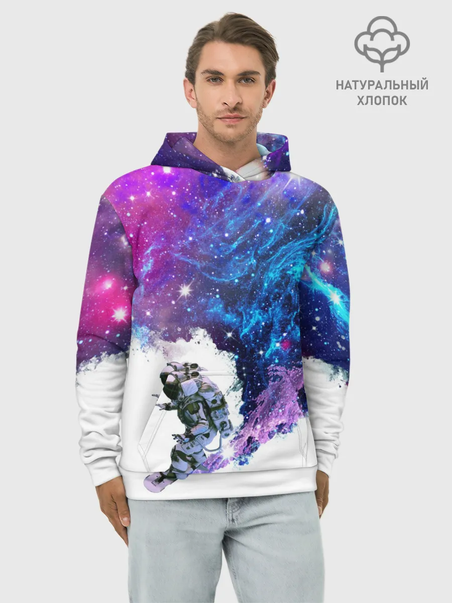 Худи мужской база хлопок / Космический сноуборд
