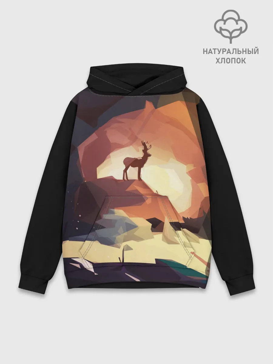 Худи мужской база хлопок / Абстрактный олень