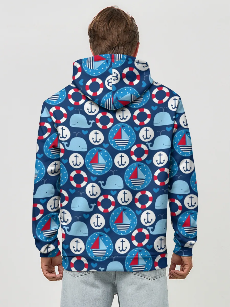 Худи мужской база хлопок / Киты и яхты