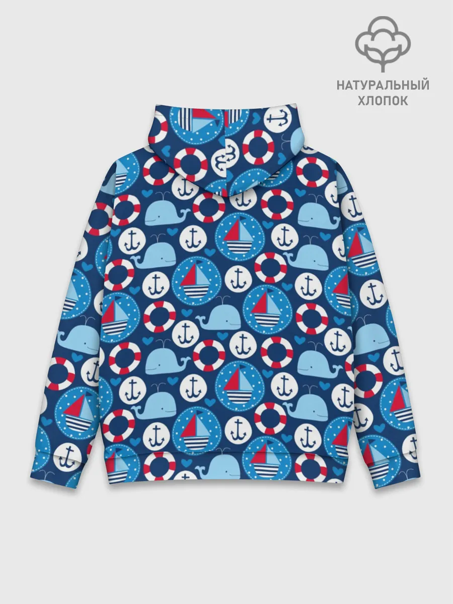 Худи мужской база хлопок / Киты и яхты