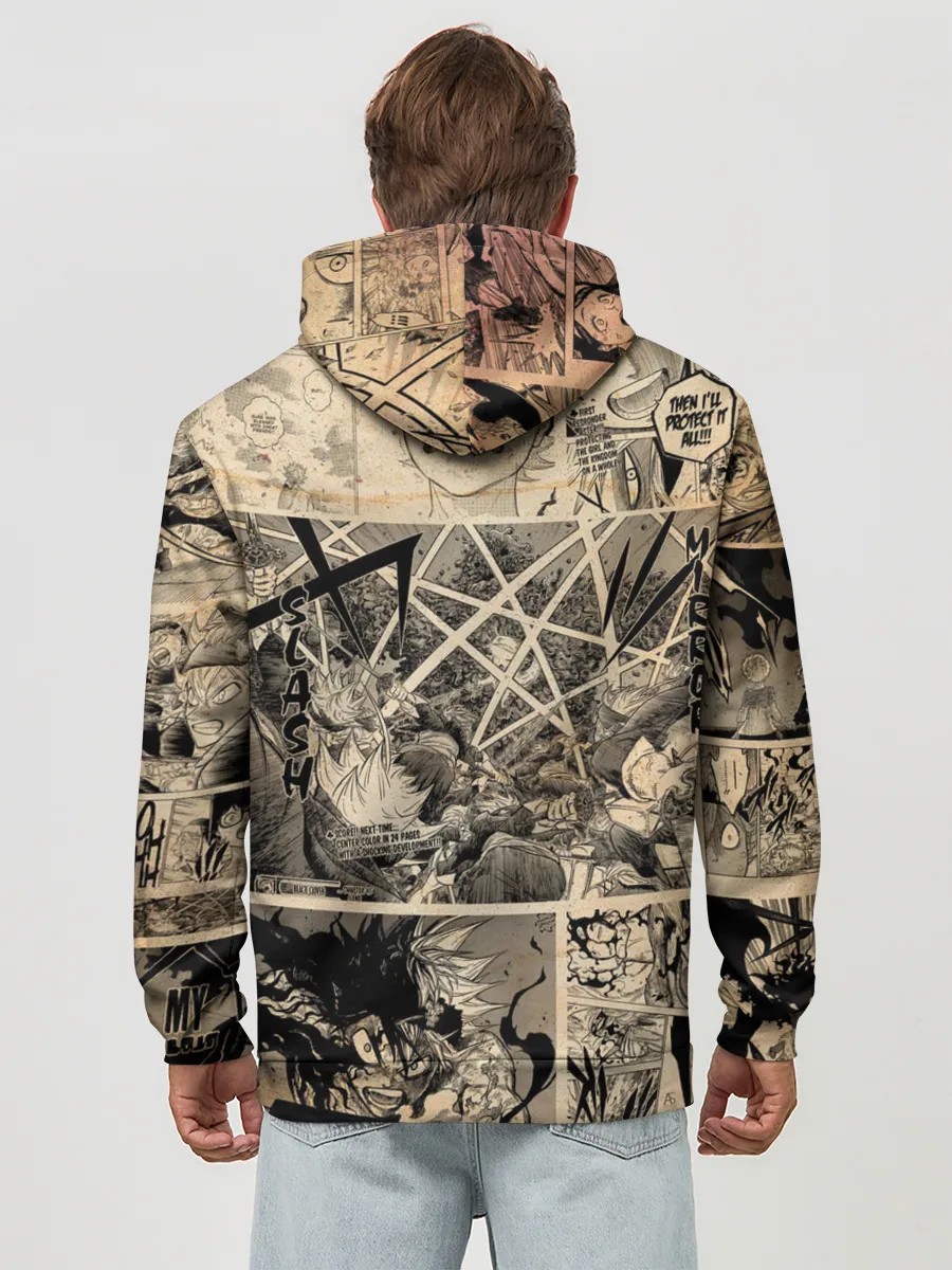 Худи мужской база хлопок / Черный Клевер