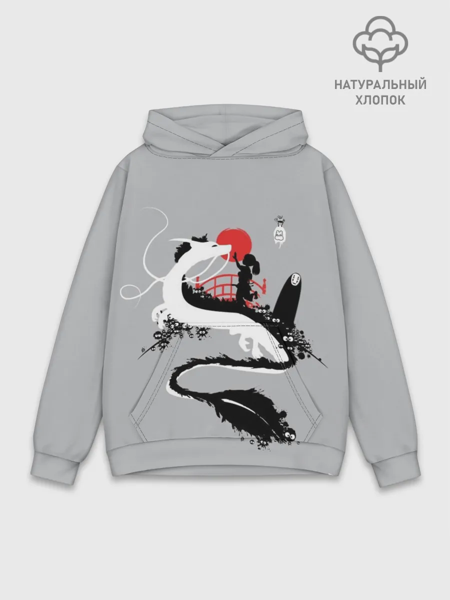 Худи мужской база хлопок / Тихиро гладит Хаку
