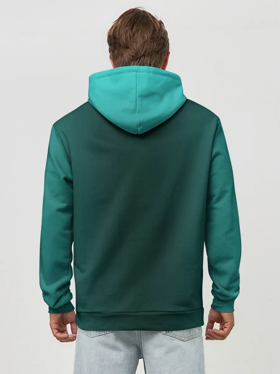 Худи мужской база хлопок / Дракон Хаку зеленый градиент