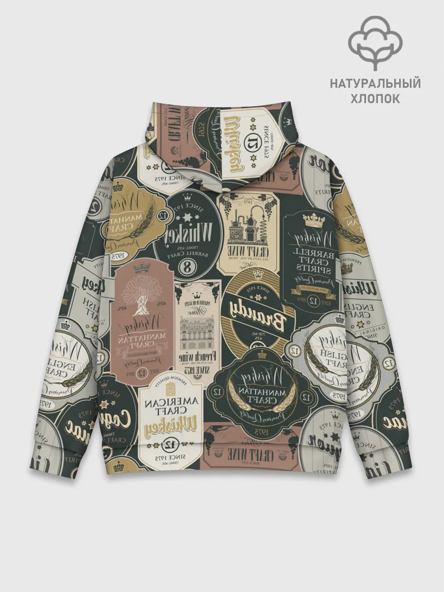 Худи мужской база хлопок / Этикетки мира Виски